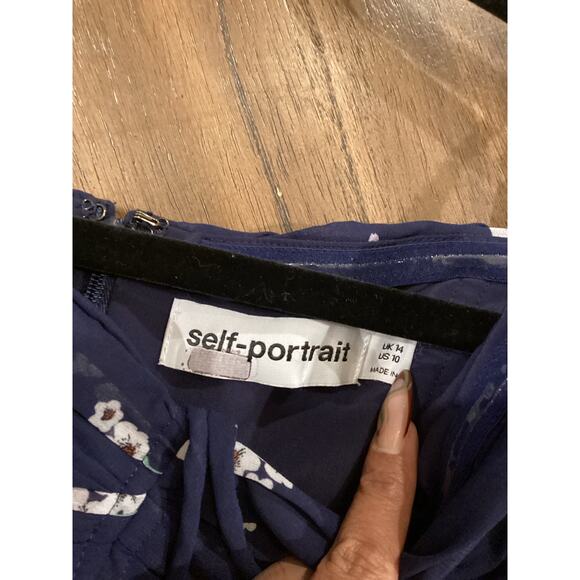 Self Portrait Pansy Floral Print Pleated Cut out Midi maxi Dress size 10 - Picture 11 of 11